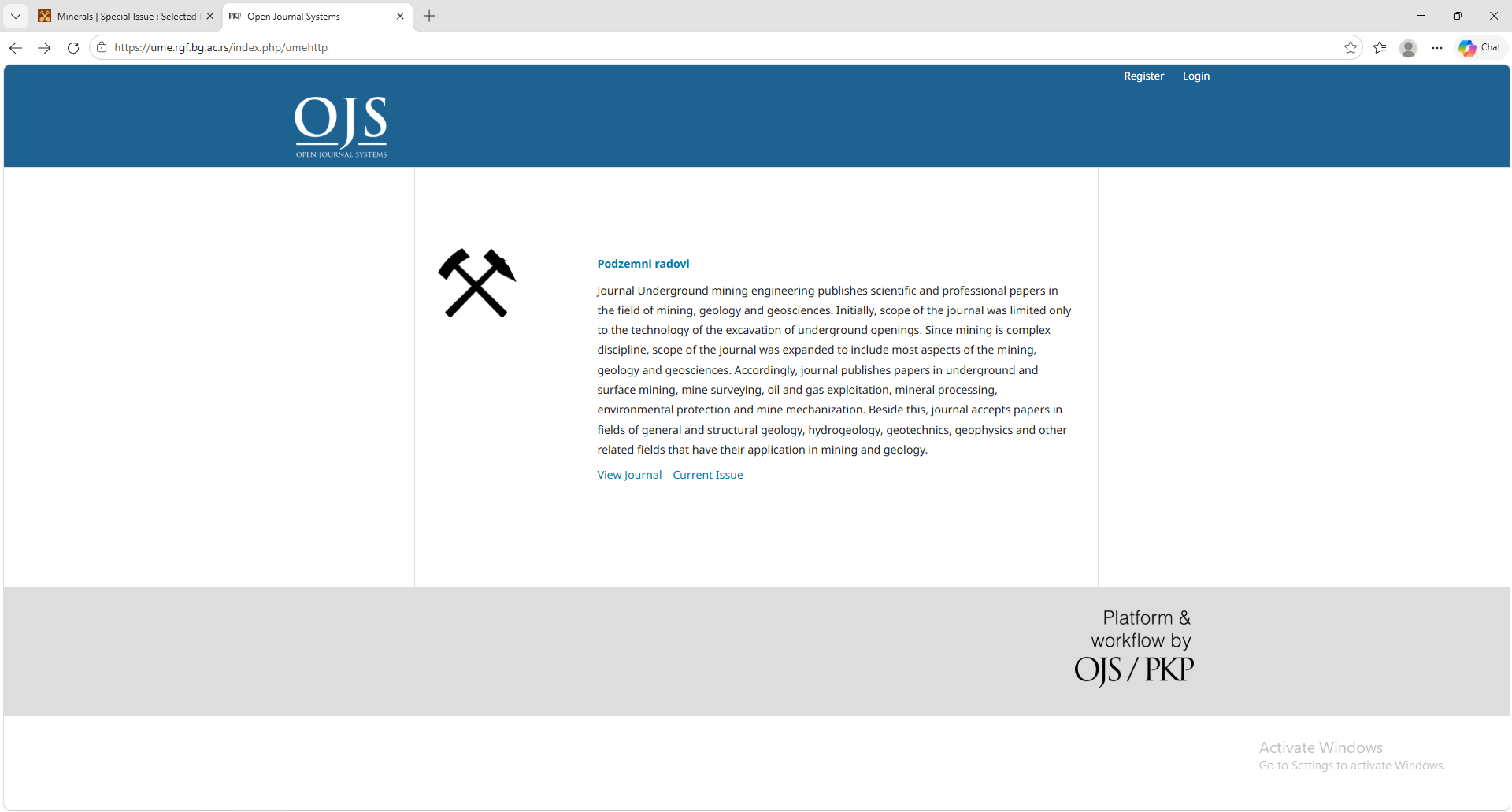 Underground Mining Engineering journal information